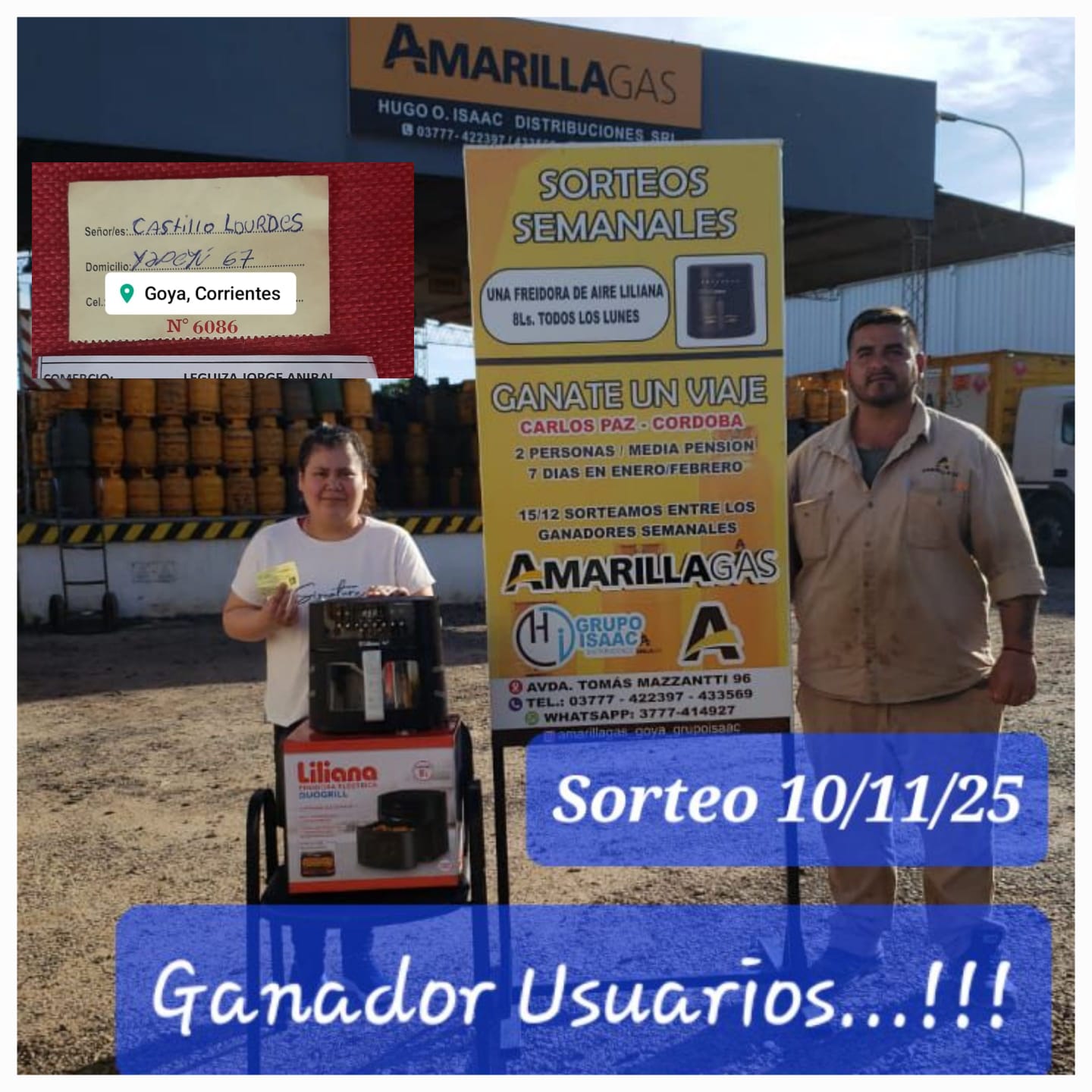 LOURDES CASTILLO, GANADORA DE LA FREIDORA DE AIRE EN EL SORTEO SEMANAL DE AMARILLA GAS