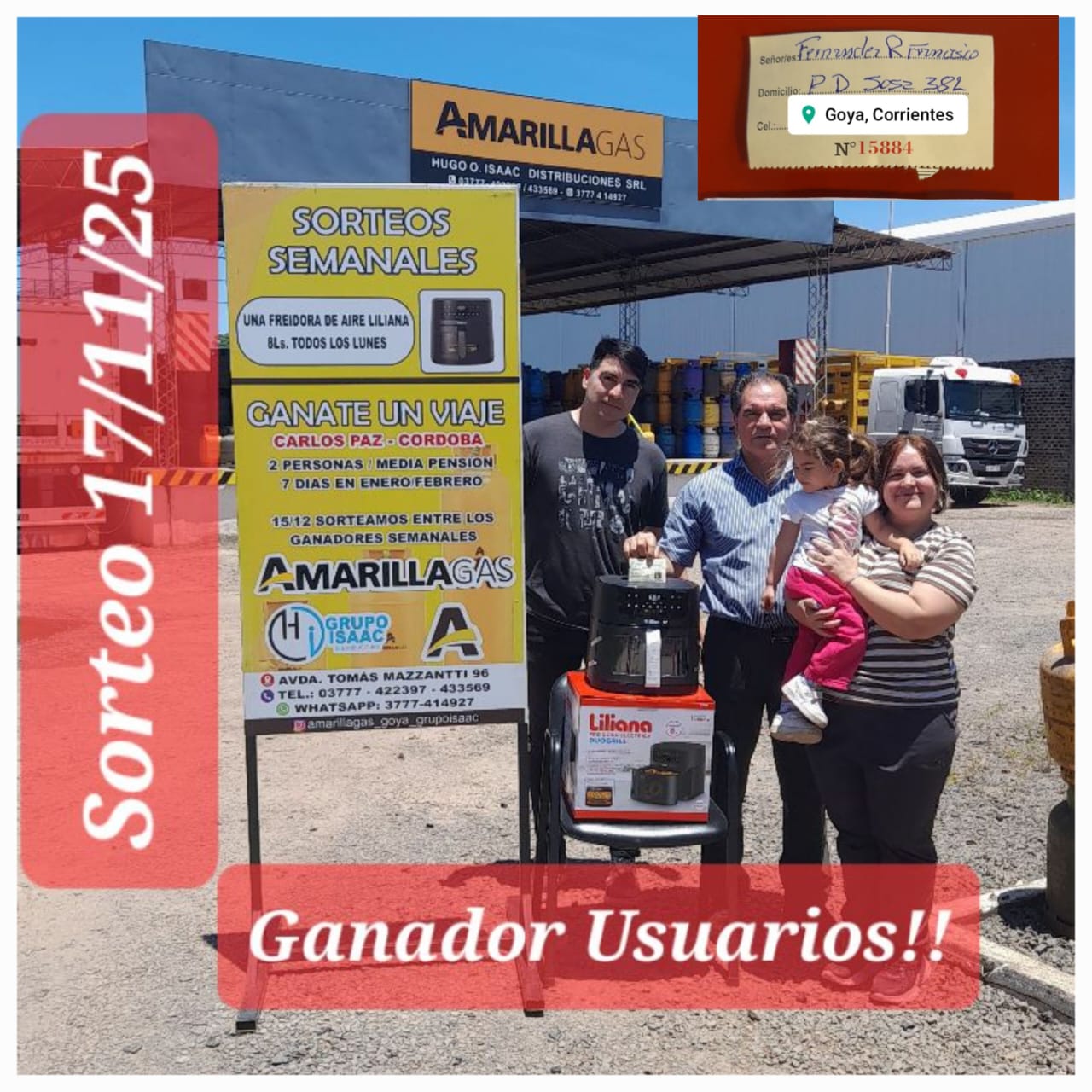 SORTEO AMARILLA GAS: NUEVO GANADOR DE LA FREIDORA DE AIRE 