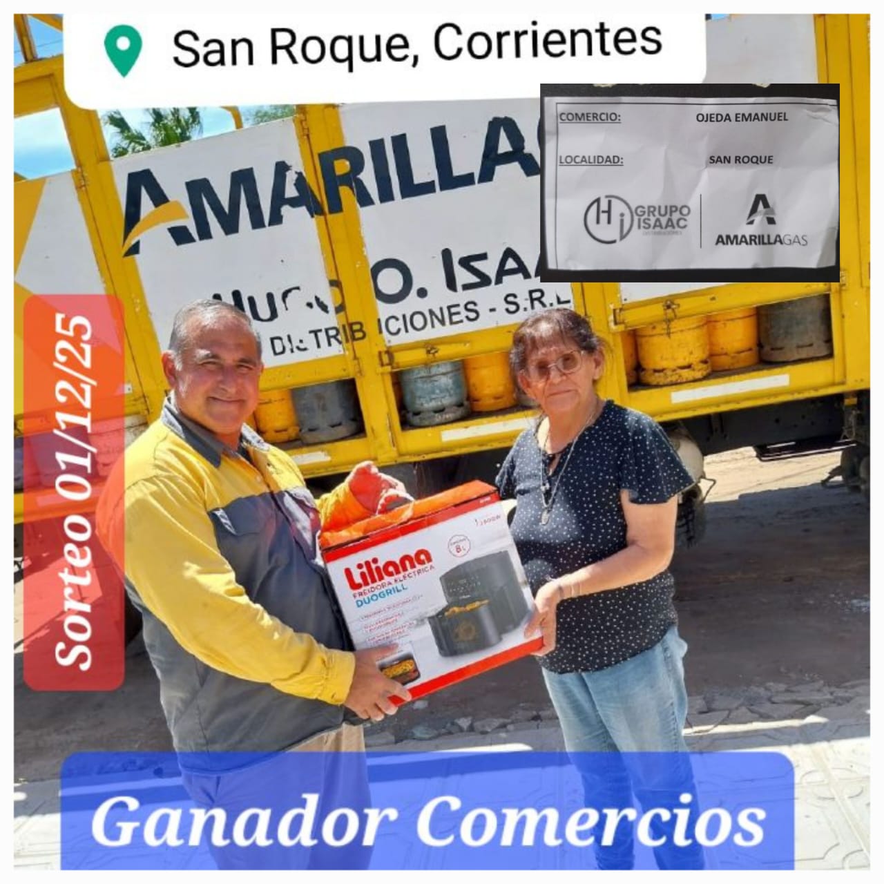 SORTEO SEMANAL DE AMARILLA GAS: NUEVO COMERCIO GANADOR