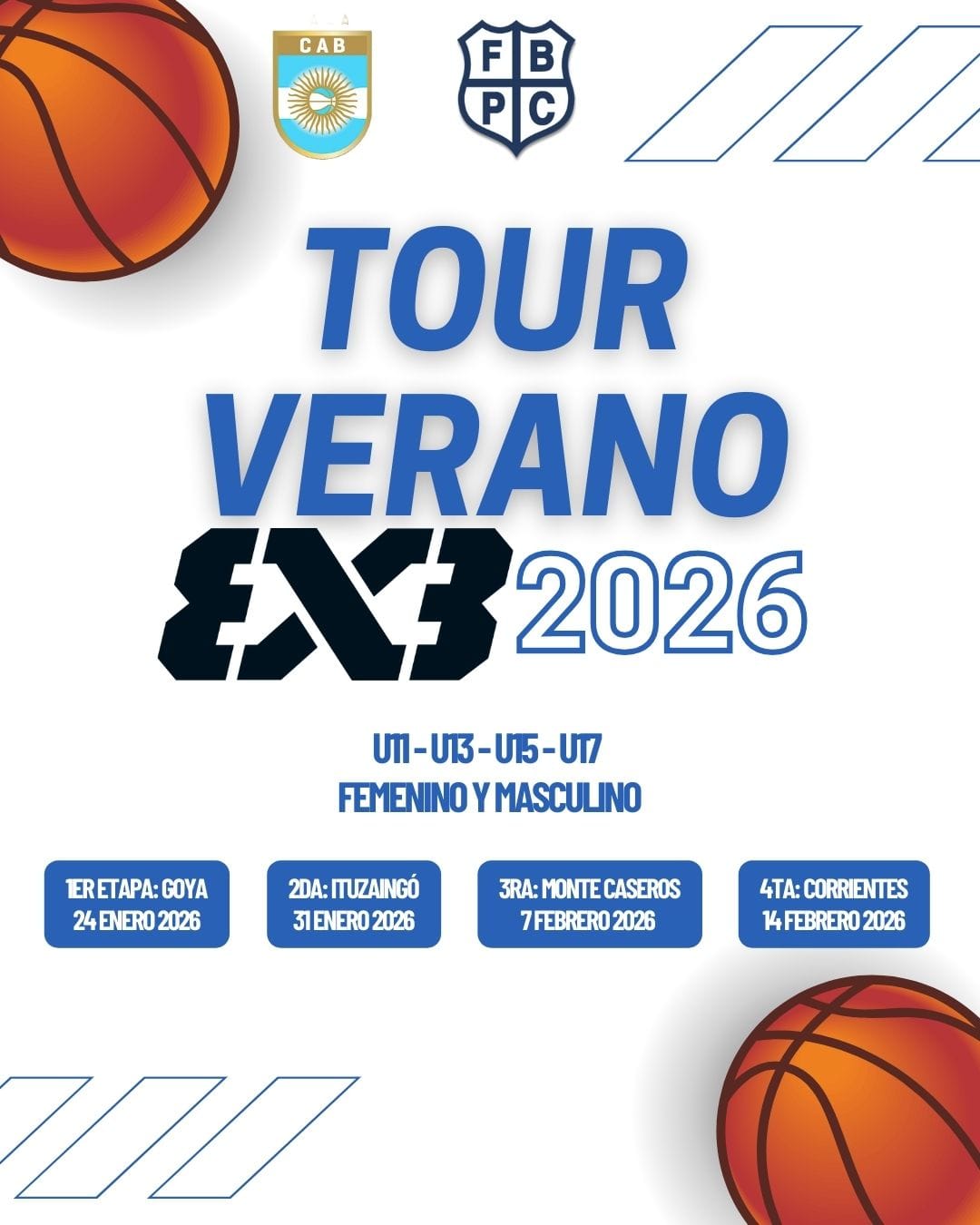 TOUR DE VERANO 3 X 3 DE LA FEDERACIÓN DE BÁSQUET DE LA PROVINCIA