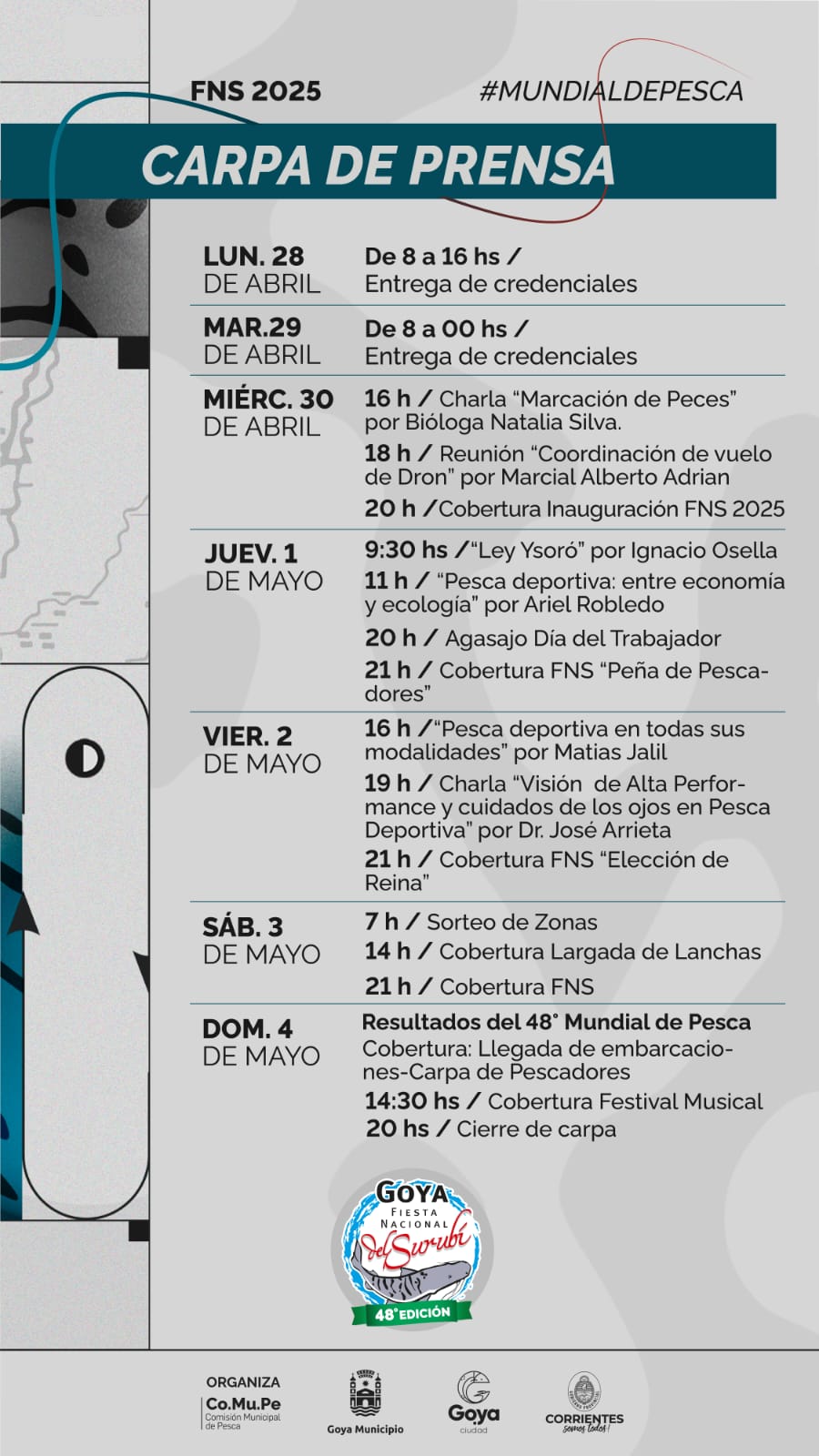 PERIODISTAS ACREDITADOS: CRONOGRAMA DE ACTIVIDADES DEL SURUBÍ 2025