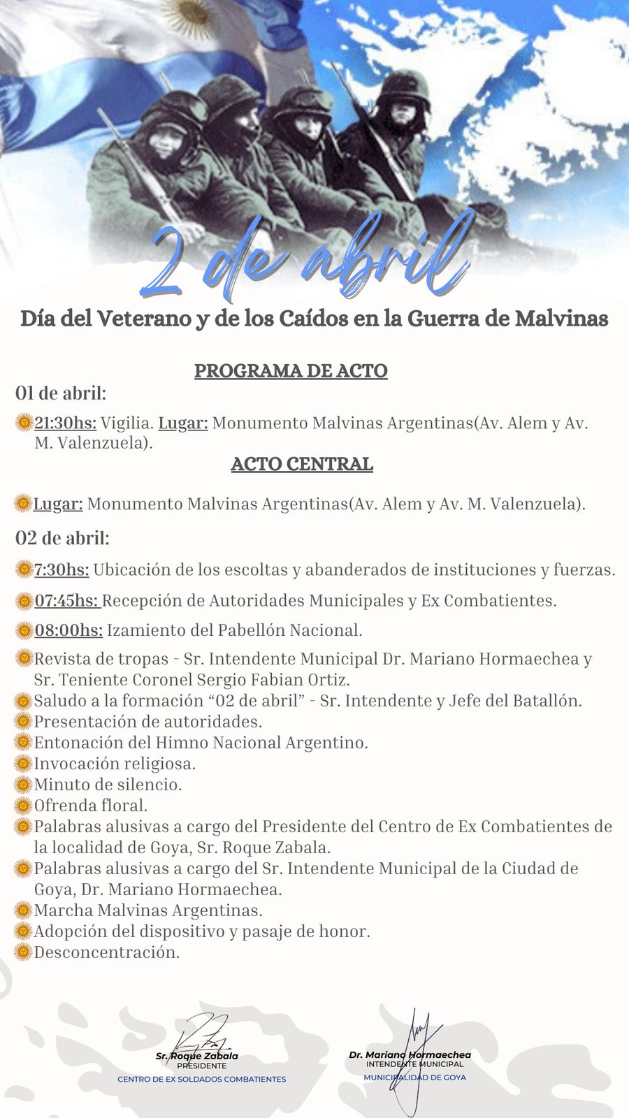 DÍA DEL VETERANO Y LOS CAÍDOS EN MALVINAS