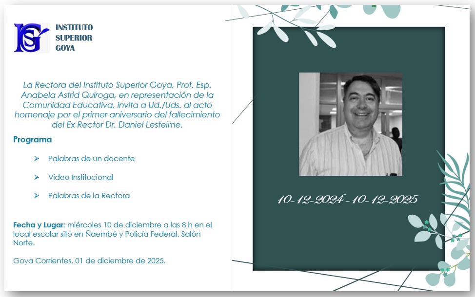 ACTO HOMENAJE PRIMER ANIVERSARIO DEL FALLECIMIENTO DEL EX RECTOR ISG DR DANIEL LESTEIME