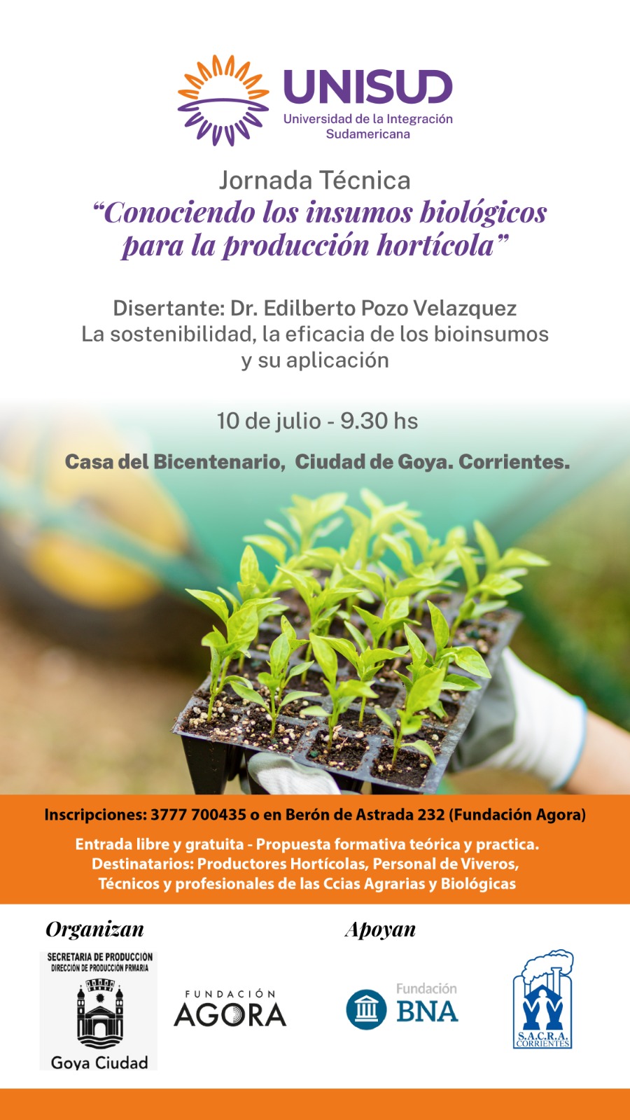 ORGANIZAN JORNADA TÉCNICA SOBRE INSUMOS BIOLÓGICOS PARA LA PRODUCCIÓN HORTÍCOLA