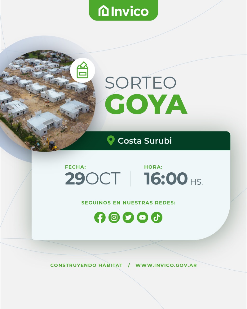MAÑANA SE REALIZARÁ EL SORTEO DE LAS VIVIENDAS DE INVICO