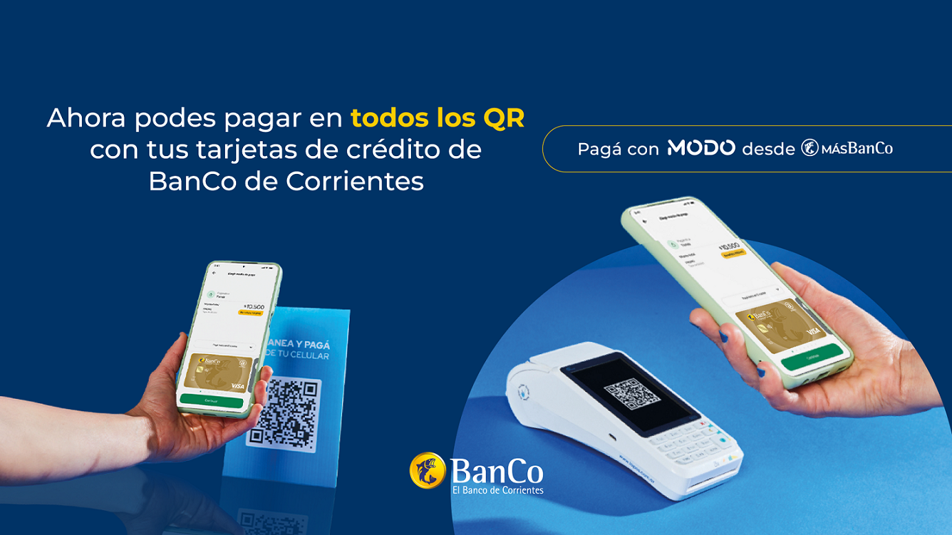 Clientes del Banco de Corrientes ya pueden realizar pagos desde cualquier QR con Más BanCo o MODO