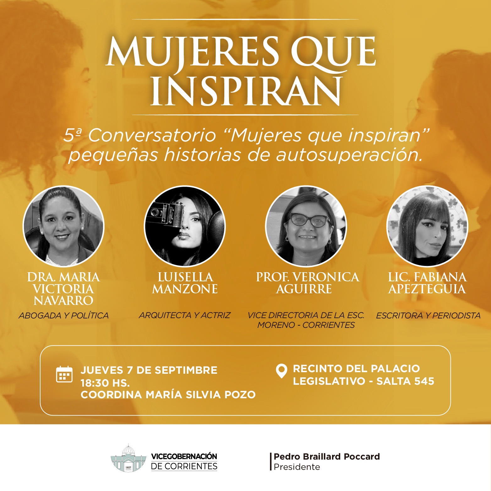 AGENDA CULTURAL DEL SENADO: Se realizará la 5° edición de Mujeres que inspiran