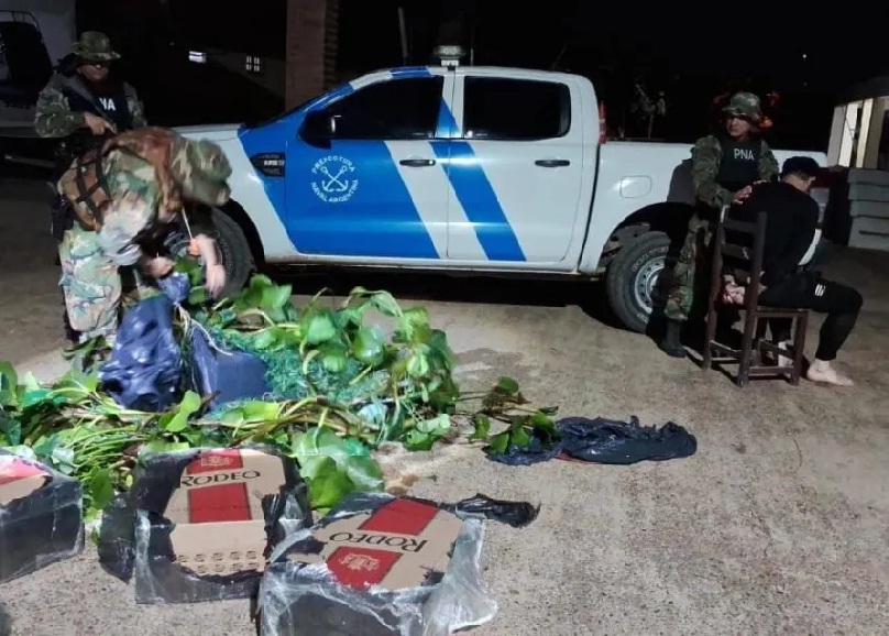 De no creer: intentó contrabandear cigarrillos disfrazado de "camalote".