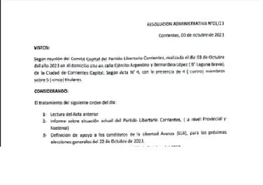 Quiebre: el Partido Libertario no apoyará a los candidatos de Milei en Corrientes