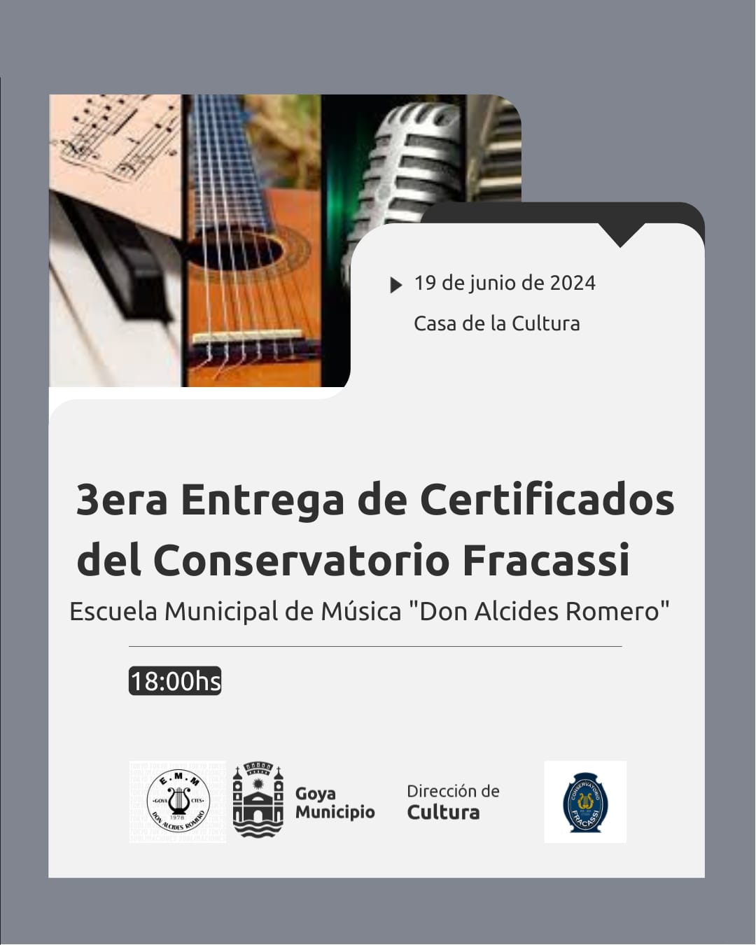 NOCHE DE CELEBRACIÓN MUSICAL: 3ª ENTREGA DE CERTIFICADOS EN LA CASA DE LA CULTURA