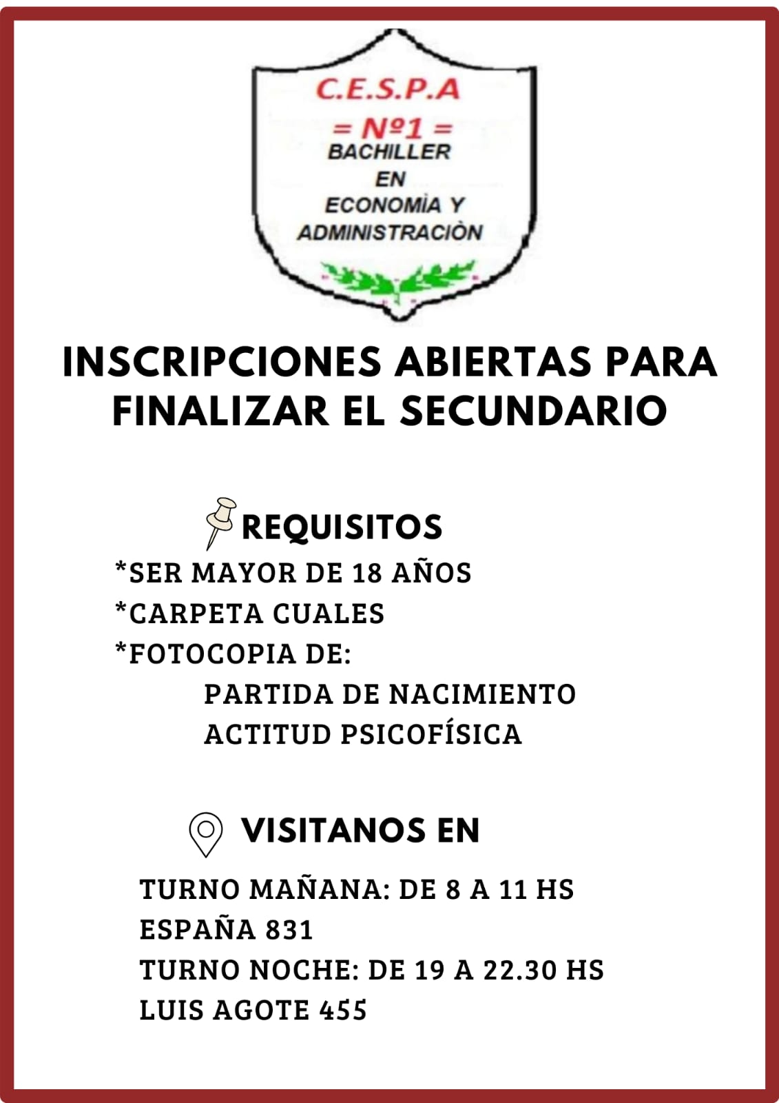 CESPA NÚMERO 1: UNA OPORTUNIDAD MÁS PARA LA TERMINALIDAD DEL NIVEL SECUNDARIO