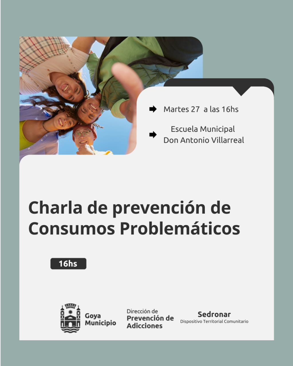 Promoviendo Conciencia y Prevención:  DARAN UNA CHARLA ESTA TARDE SOBRE CONSUMO PROBLEMÁTICO DE SUSTANCIAS