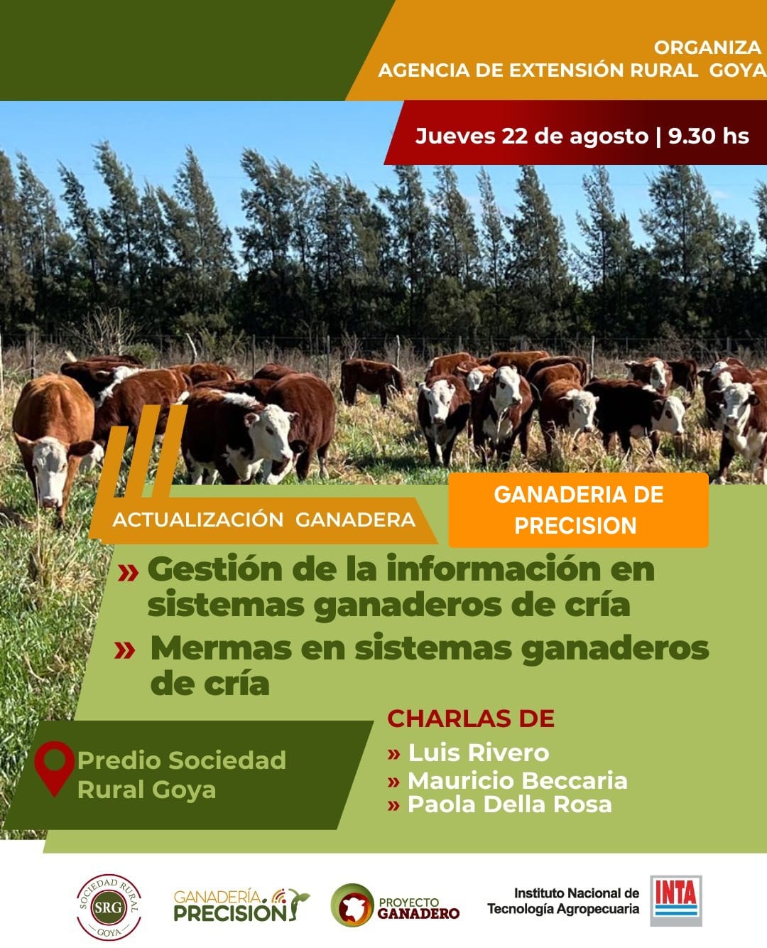 EN LA EXPO RURAL GOYA: ESTE JUEVES, INTA PROPONE DISERTACION SOBRE ACTUALIZACION GANADERA Y DE PRECISION