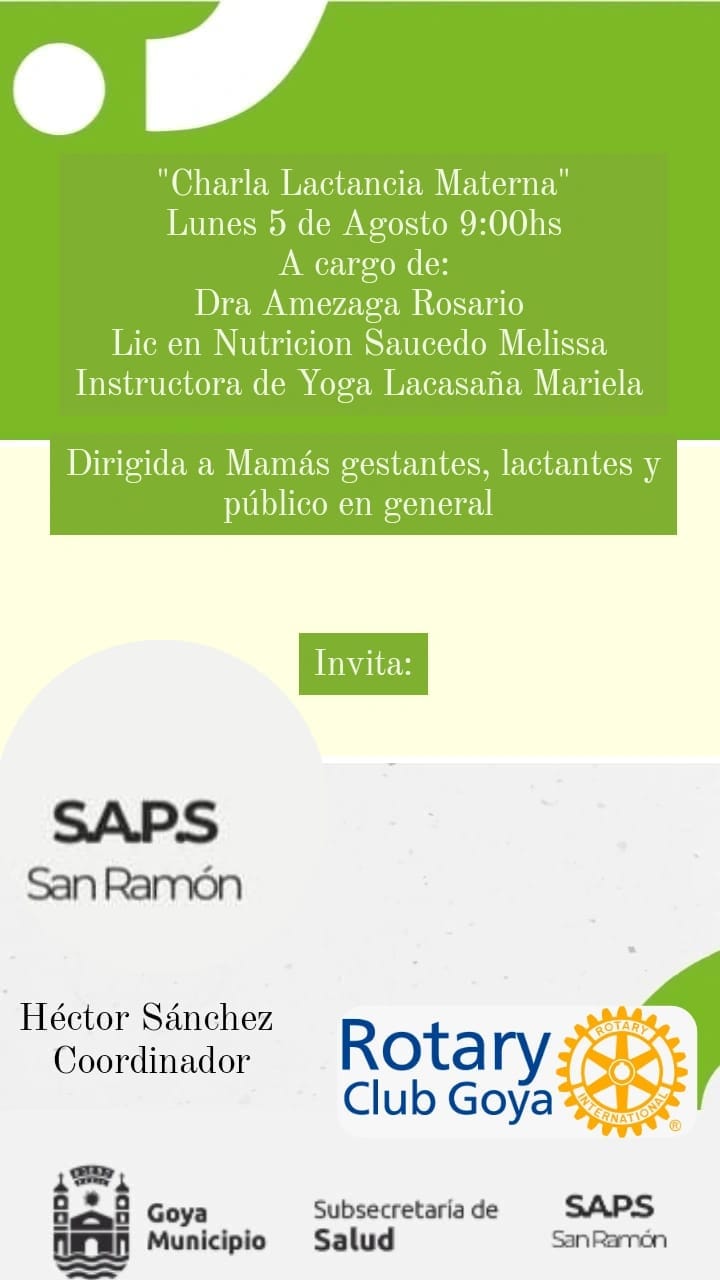  “LACTANCIA MATERNA” CHARLA HOY LUNES EN LA SALA DE APS DEL BARRIO SAN RAMON