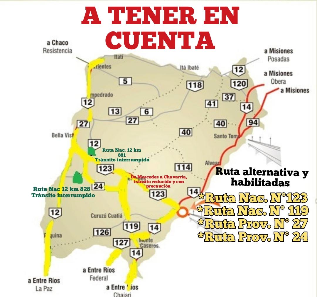 LA POLICÍA PIDE CIRCULAR CON PRECAUCIÓN ATENTO A LOS DESVÍOS POR SOCAVAMIENTOS EN LA RUTA 12