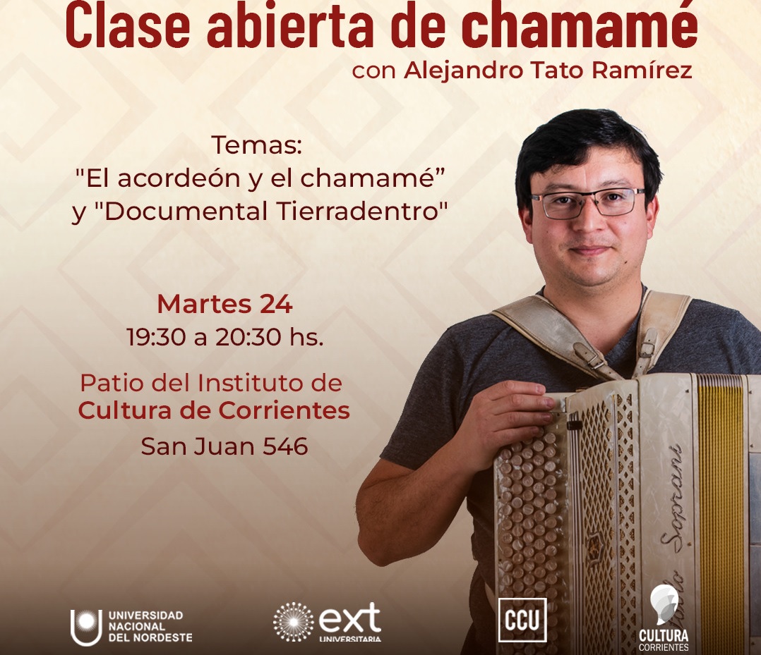 Clase abierta de chamamé en el patio del Instituto de Cultura  