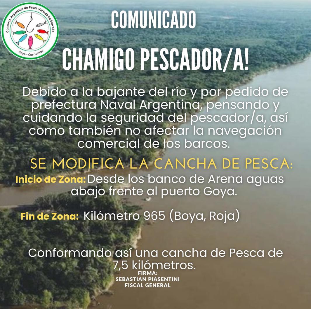 MODIFICAN CANCHA DEL CONCURSO ARGENTINO DE PESCA VARIADA 