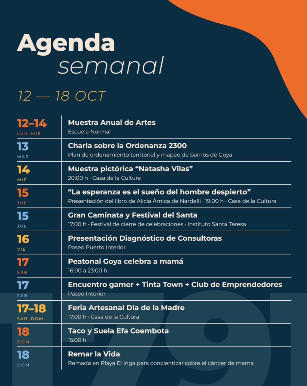 del 12 al 18 de octubre