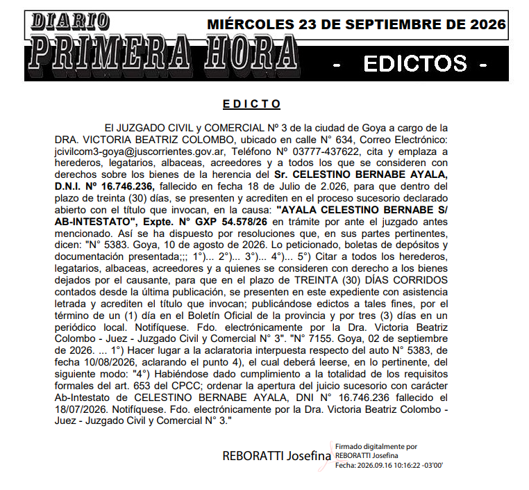 edicto de carlos dure dia 1