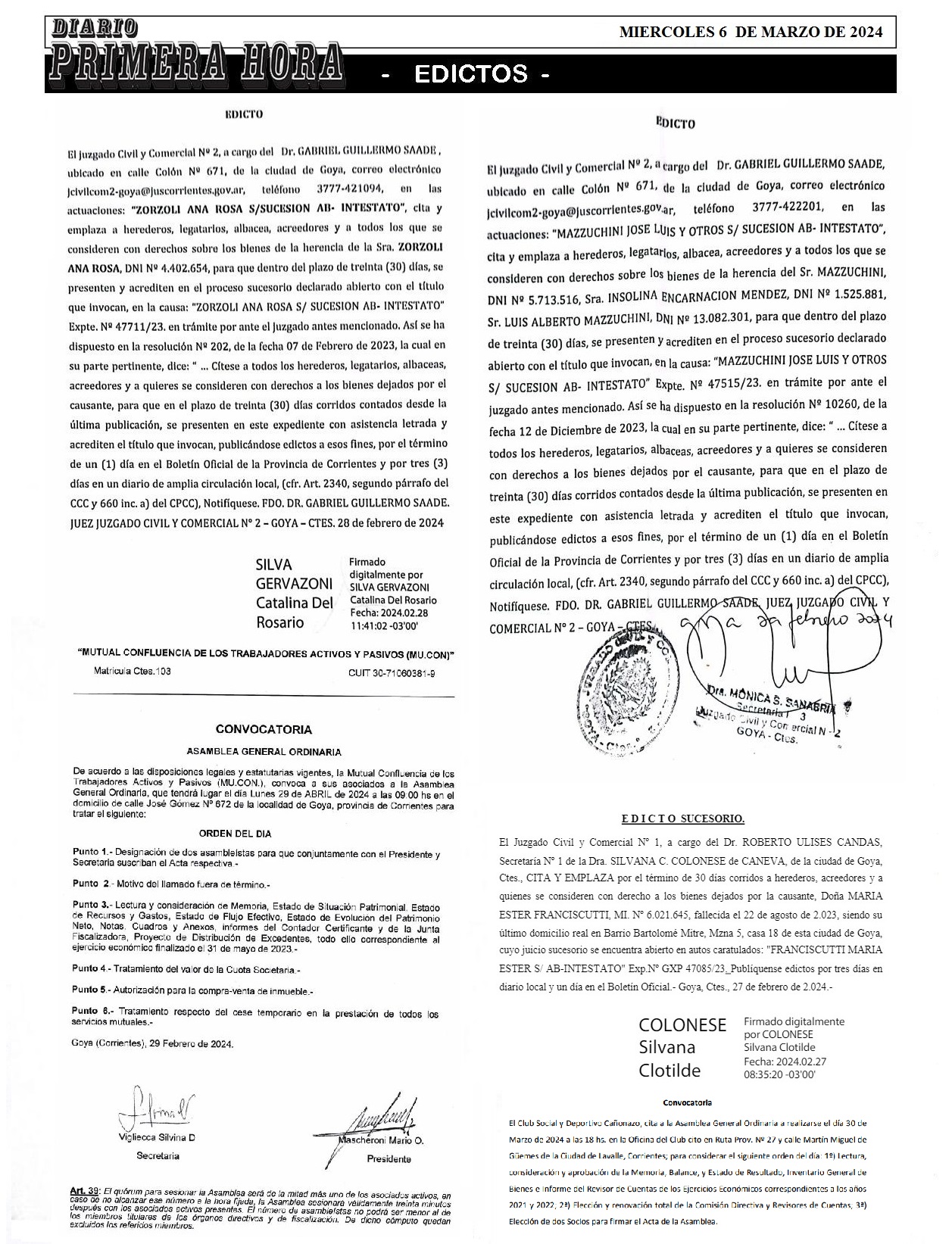 EDICTOS 6 DE MARZO DE 2024