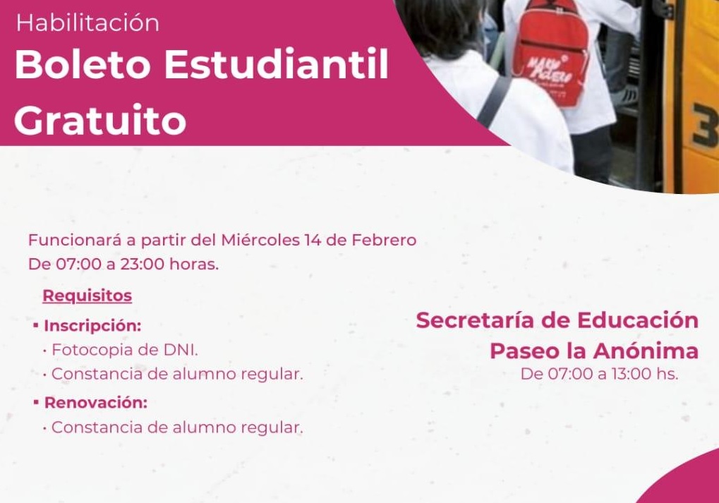 BOLETO ESTUDIANTIL GRATUITO