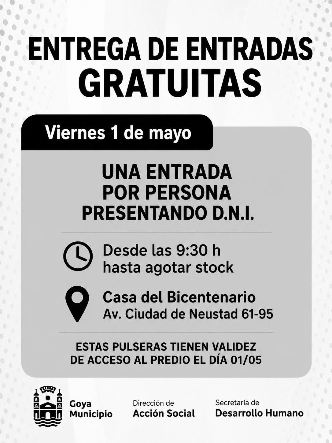 VIERNES 1 DE MAYO: ENTREGA DE ENTRADA GRATUITA A LA FIESTA NACIONAL DEL SURUBÍ
