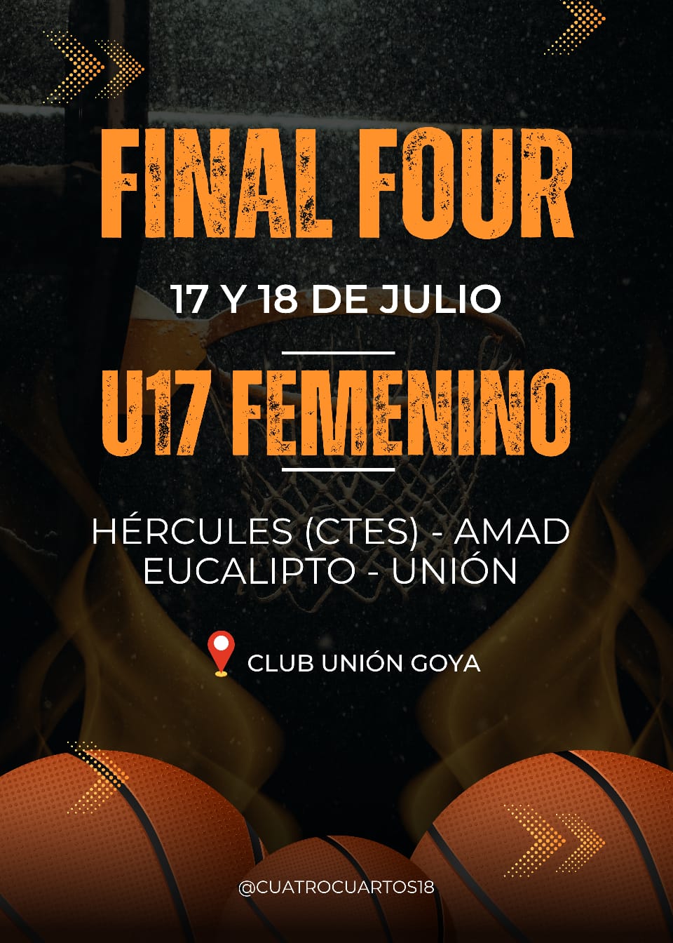 LA FINAL DE BASQUET FEMENINO U17 SE JUGARÁ MIÉRCOLES Y JUEVES EN UNIÓN DE GOYA