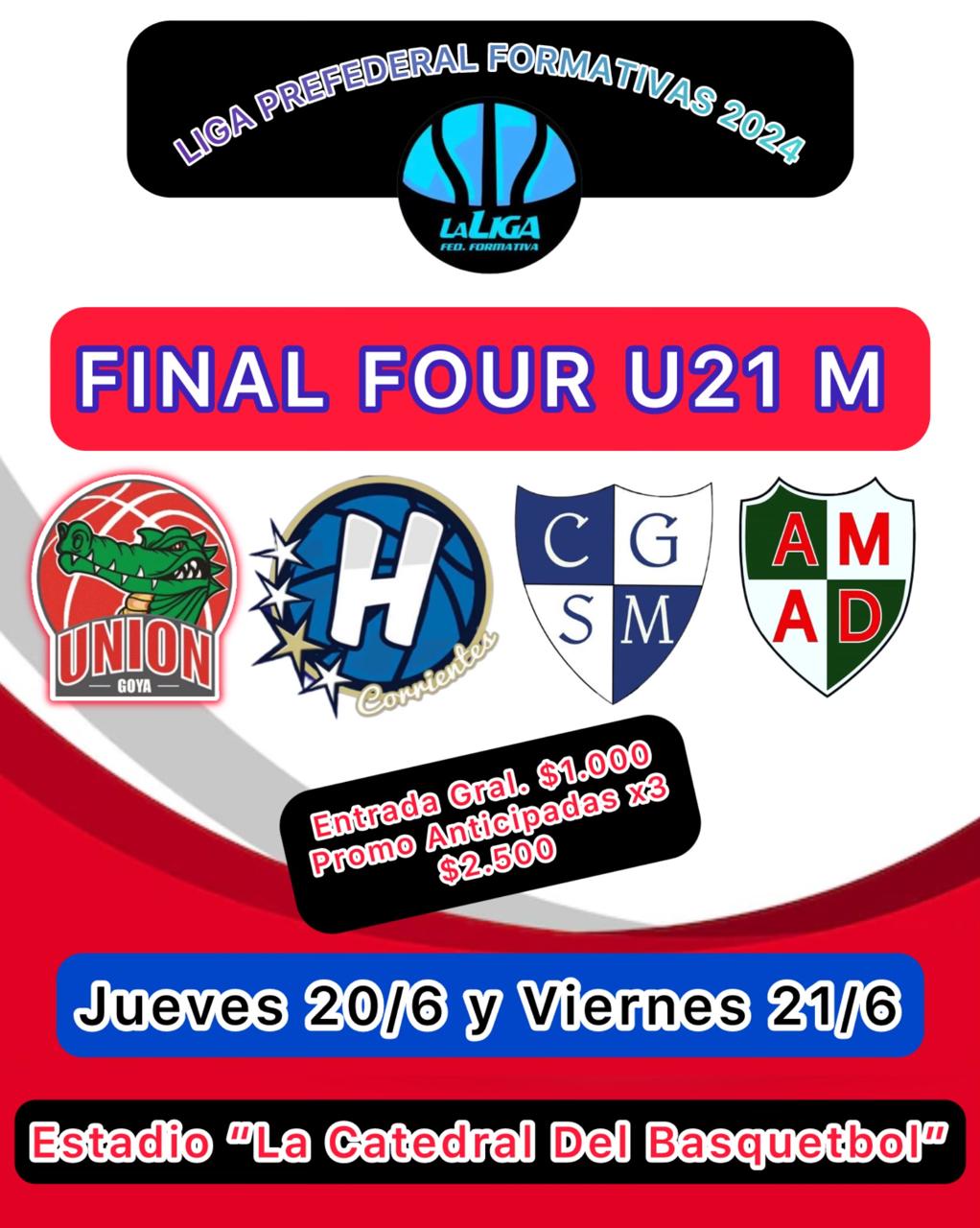  Liga Pre-Federal Formativa:  UNIÓN DE GOYA SERÁ EL ANFITRIÓN DE LOS FINAL FOUR FEMENINO Y MASCULINO