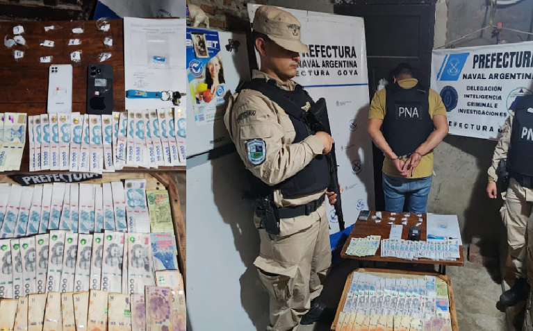PREFECTURA DETUVO A UN HOMBRE Y DESBARATÓ UN PUNTO DE VENTA DE DROGAS EN GOYA