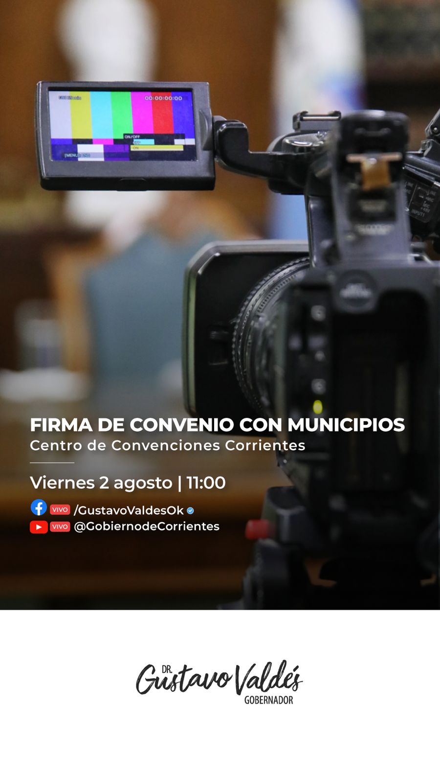 ESTE VIERNES VALDÉS FIRMARÁ CONVENIO DE OBRAS CON MUNICIPIOS