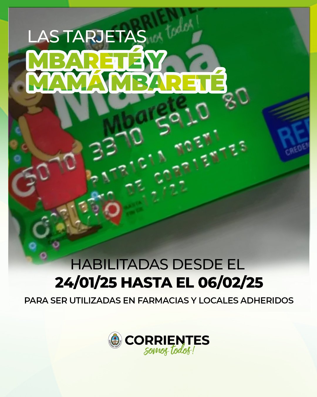 Salud Pública comunica que se encuentran habilitadas las tarjetas Mbareté y Mamá Mbareté