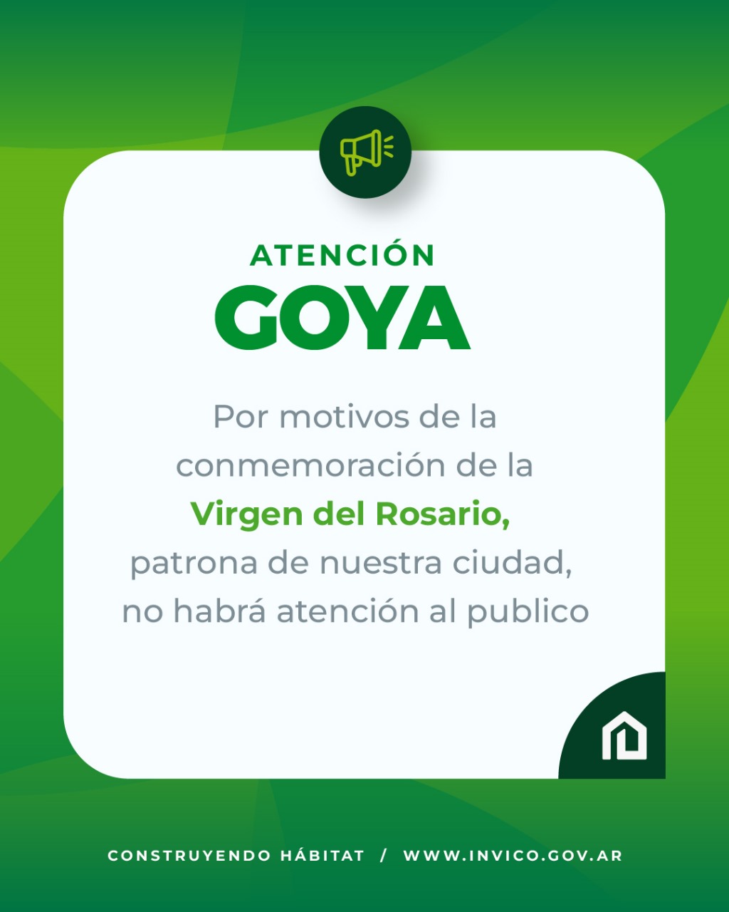 ATENCIÓN INVICO GOYA COMUNICA