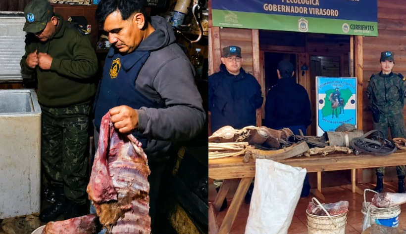 VIRASORO: ALLANAMIENTO NOCTURNO DE LA POLICÍA RURAL TERMINÓ CON UN DETENIDO Y EL SECUESTRO DE CARNE Y ARMAS
