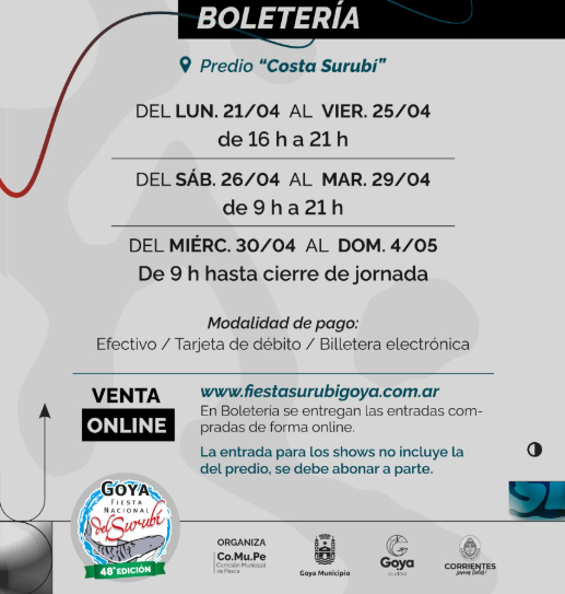 48 FNS | COMUPE informa sobre horarios de boleterías en el Predio Costa Surubí