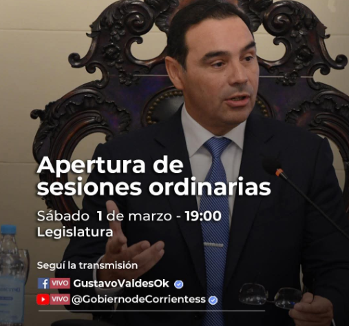 El gobernador Valdés abrirá las sesiones ordinarias de la Legislatura provincial