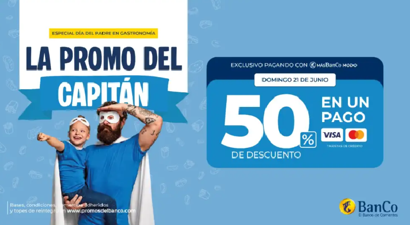 Día del Padre: Banco de Corrientes lanza descuentos del 50% y cuotas sin interés