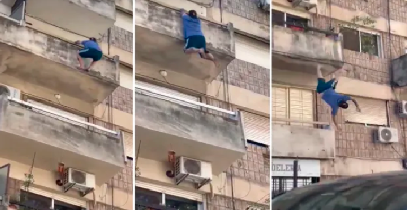 Cayó desde el balcón de un cuarto piso y sobrevivió al impactar sobre el capot de un patrullero