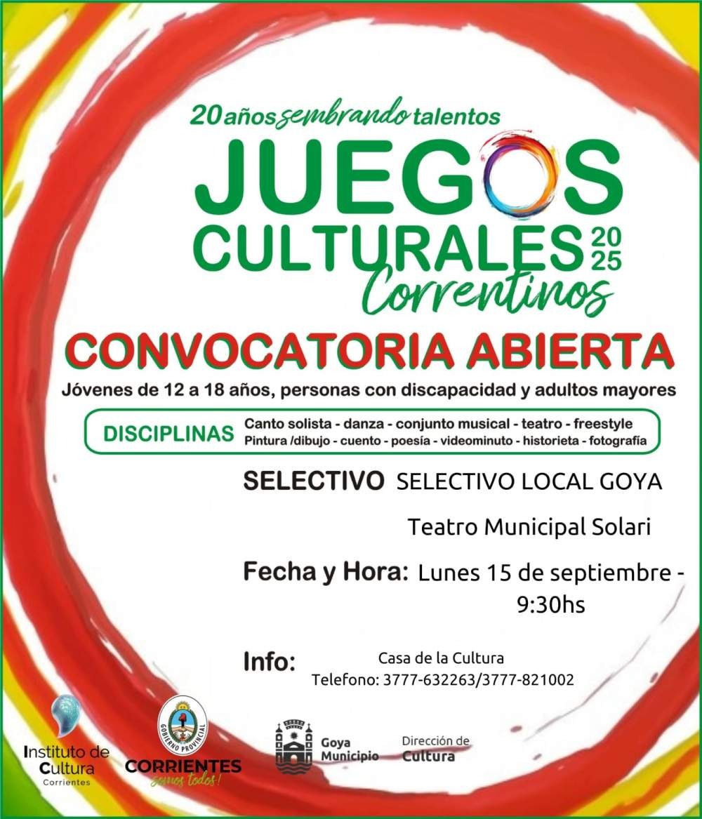 CONVOCATORIA PARA LOS JUEGOS CULTURALES CORRENTINOS