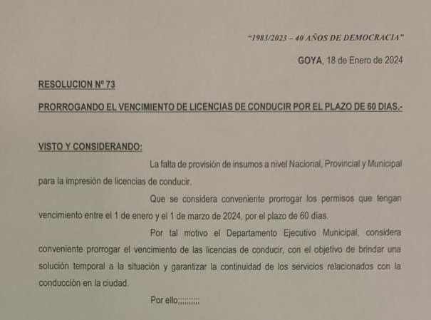 PRÓRROGA DE VENCIMIENTO DE LICENCIAS DE CONDUCIR 