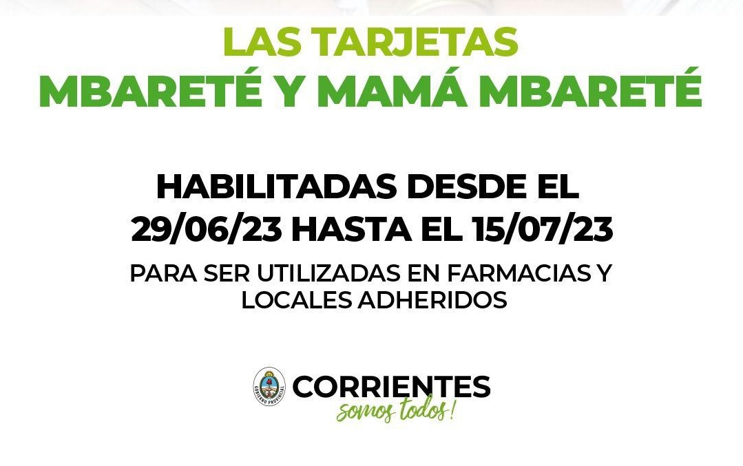 Salud Pública comunica que se encuentran habilitadas las tarjetas Mbareté y Mamá Mbareté
