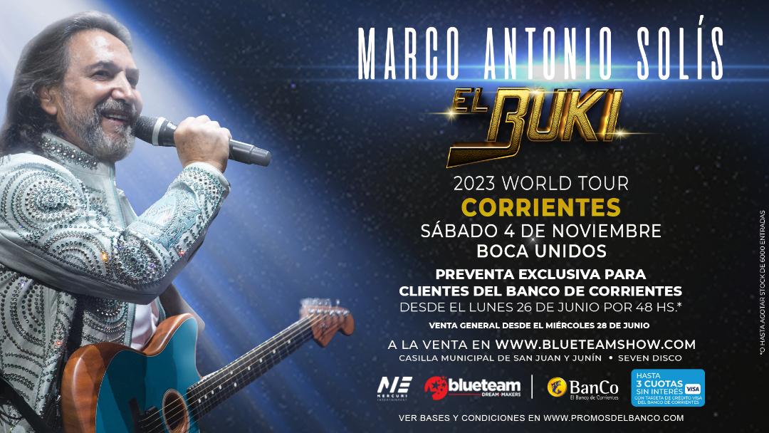 Marco Antonio Solís en Corrientes: preventa y 3 cuotas sin interés para clientes del BanCo