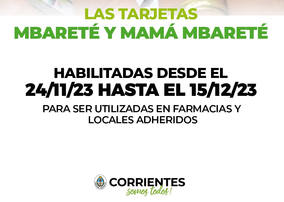 Salud Pública comunica que se encuentran habilitadas las tarjetas Mbareté y Mamá Mbareté