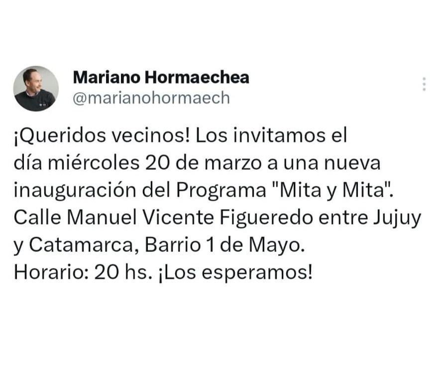 PROGRAMA MITA Y MITA: INAUGURACIÓN DE NUEVA OBRA DE PAVIMENTO EN BARRIO 1 DE MAYO