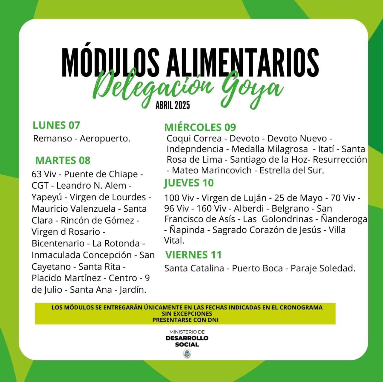 DESARROLLO SOCIAL: DISTRIBUCIÓN DE MÓDULOS ALIMENTICIOS