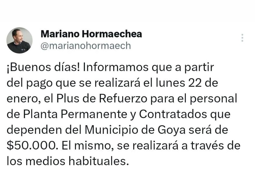 EMPLEADOS MUNICIPALES PERCIBIRÁN EL REFUERZO SALARIAL EL LUNES 22
