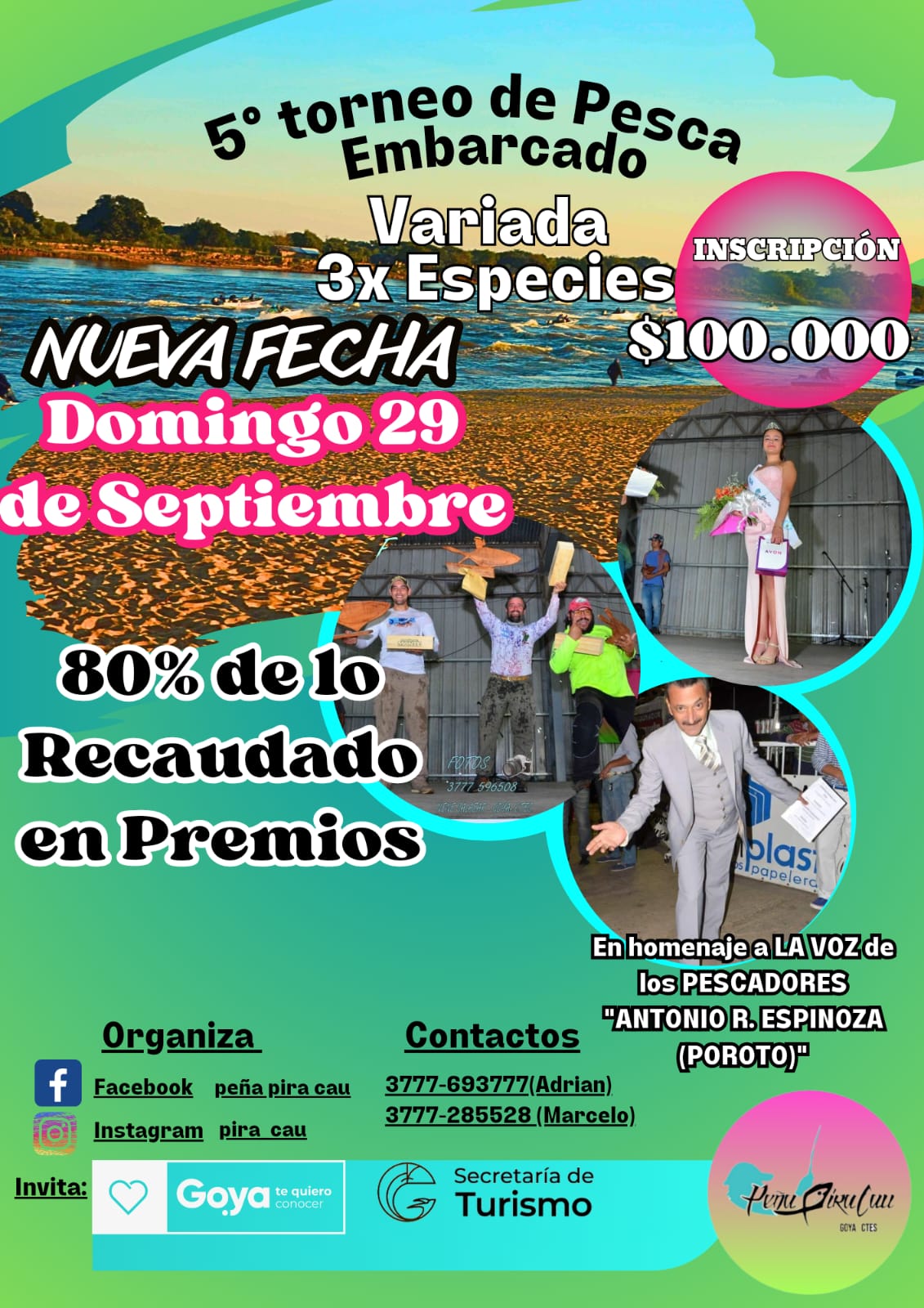 Fin de semana de Concurso de Pesca y Expo de Artesanos, 5ª Embarcada de Pira Cau en Playita El Ingá.