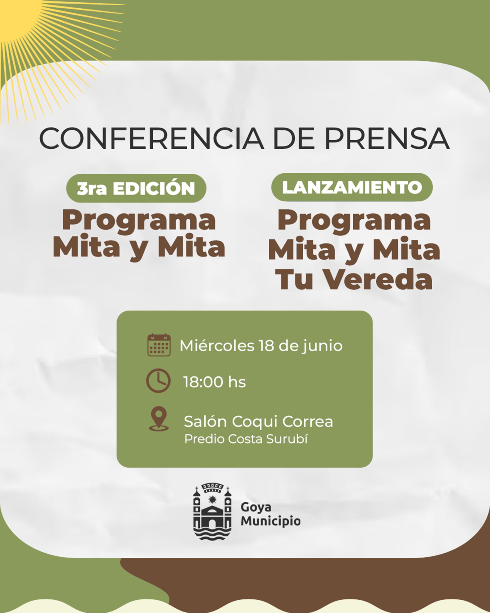 MARIANO HORMAECHEA PRESENTARÁ TERCERA EDICIÓN “MITA Y MITA” Y NUEVO PROGRAMA "MITA Y MITA TU VEREDA"