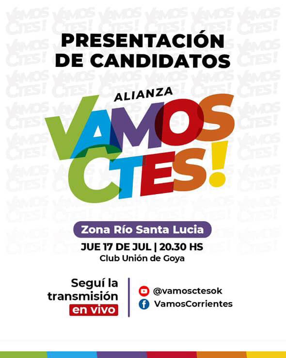 HOY 20HS EN GOYA: PRESENTACIÓN DE "VAMOS CORRIENTES" ZONA RÍO SANTA LUCÍA