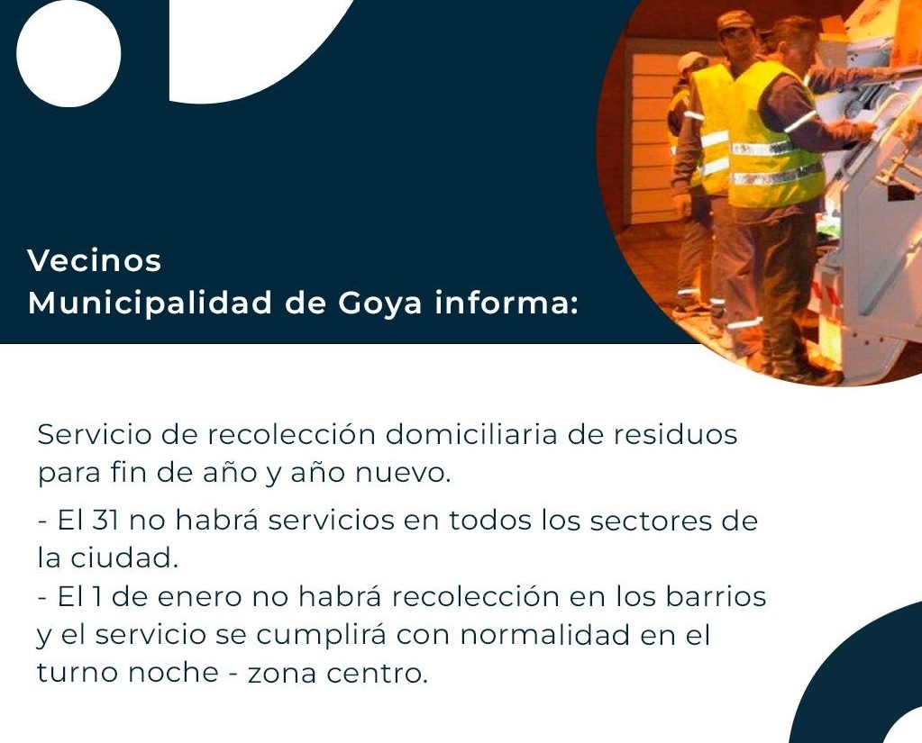 SERVICIO DE RECOLECCIÓN DE RESIDUOS PARA FIN DE AÑO Y AÑO NUEVO