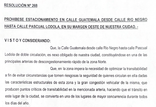 PROHÍBEN EL ESTACIONAMIENTO EN CALLE GUATEMALA PARA MEJORAR LA SEGURIDAD VIAL